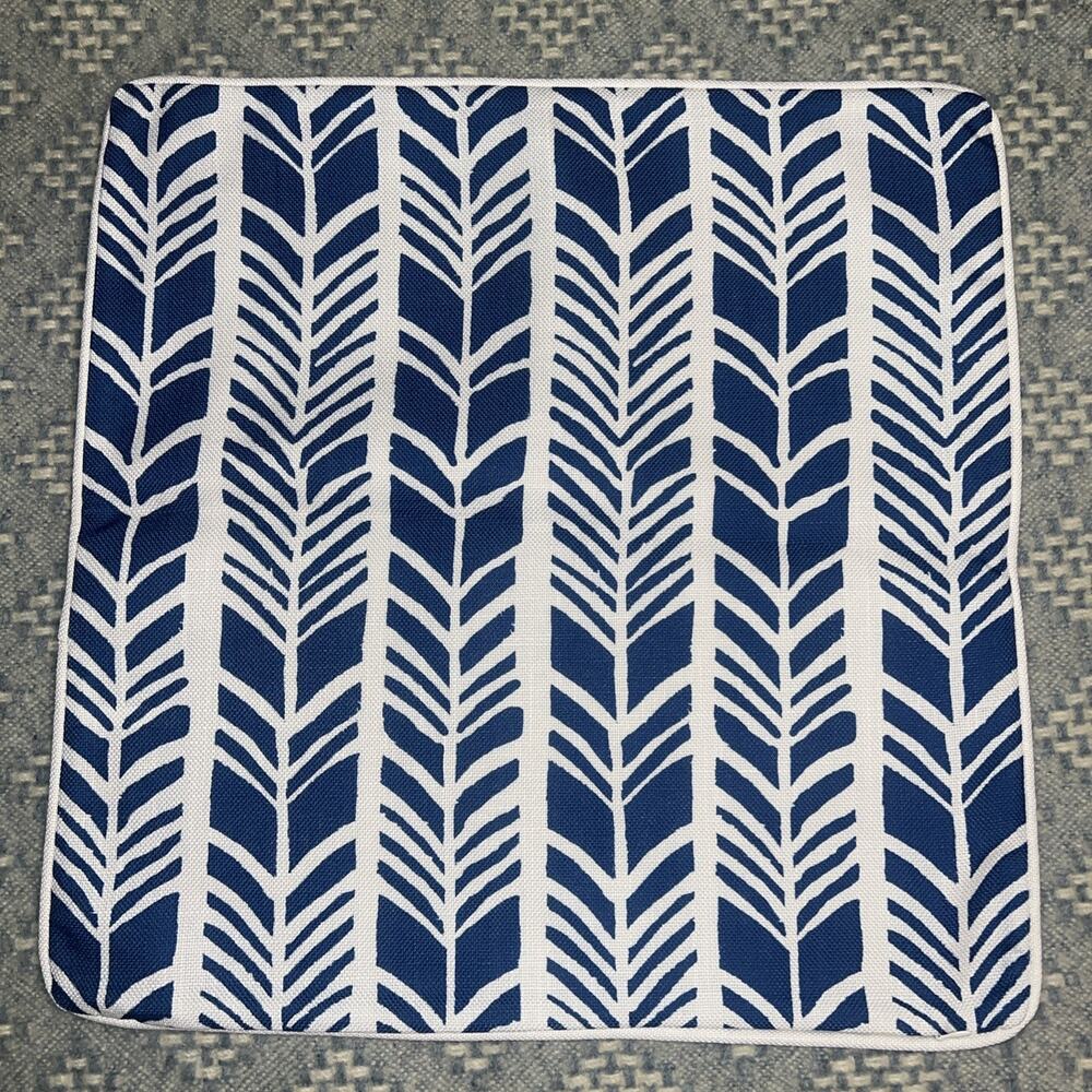 Annie Selke Chevron Stripe Decorative Pillow Cover Indoor Outdoor Blue White